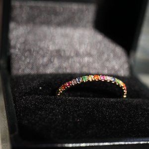 Rainbow sapphire infinity ring